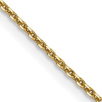 14K.9mm Yellow Gold Diamond-cut Round Open Link Cable Chain with Lobster Clasp, 16" view 1