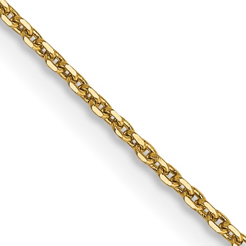 14K 16 Inch .9mm Diamond-cut Round Open Link Cable with Lobster Clasp Chain