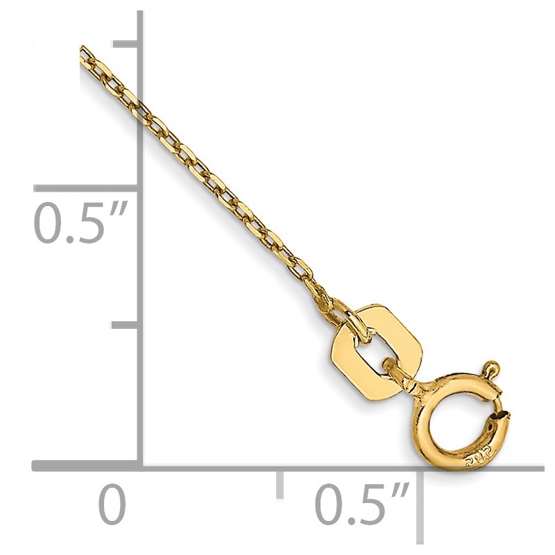 14K 9 inch .8mm Diamond-cut Cable with Spring Ring Clasp Anklet