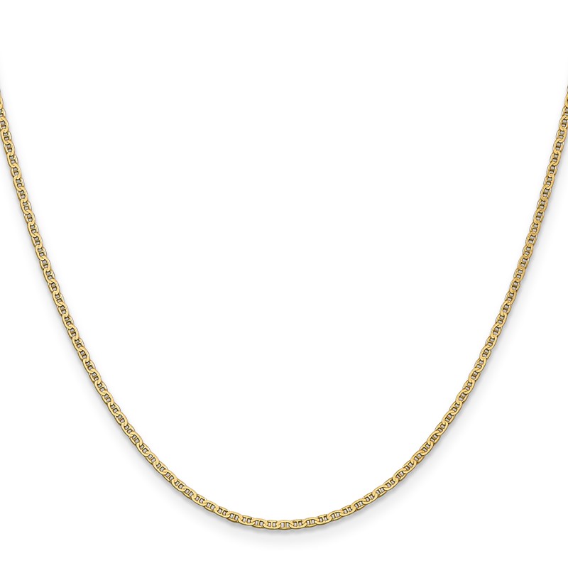 14K 14 inch 1.5mm Lightweight Flat Anchor Link with Lobster Clasp Pendant Chain