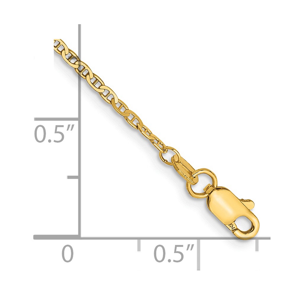 14K 9 inch 1.5mm Lightweight Flat Anchor Link with Lobster Clasp Anklet (PEN50-9)