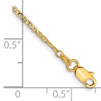 14K 1.5mm Yellow Gold Lightweight Flat Anchor Link Anklet with Lobster Clasp, 9" view 2