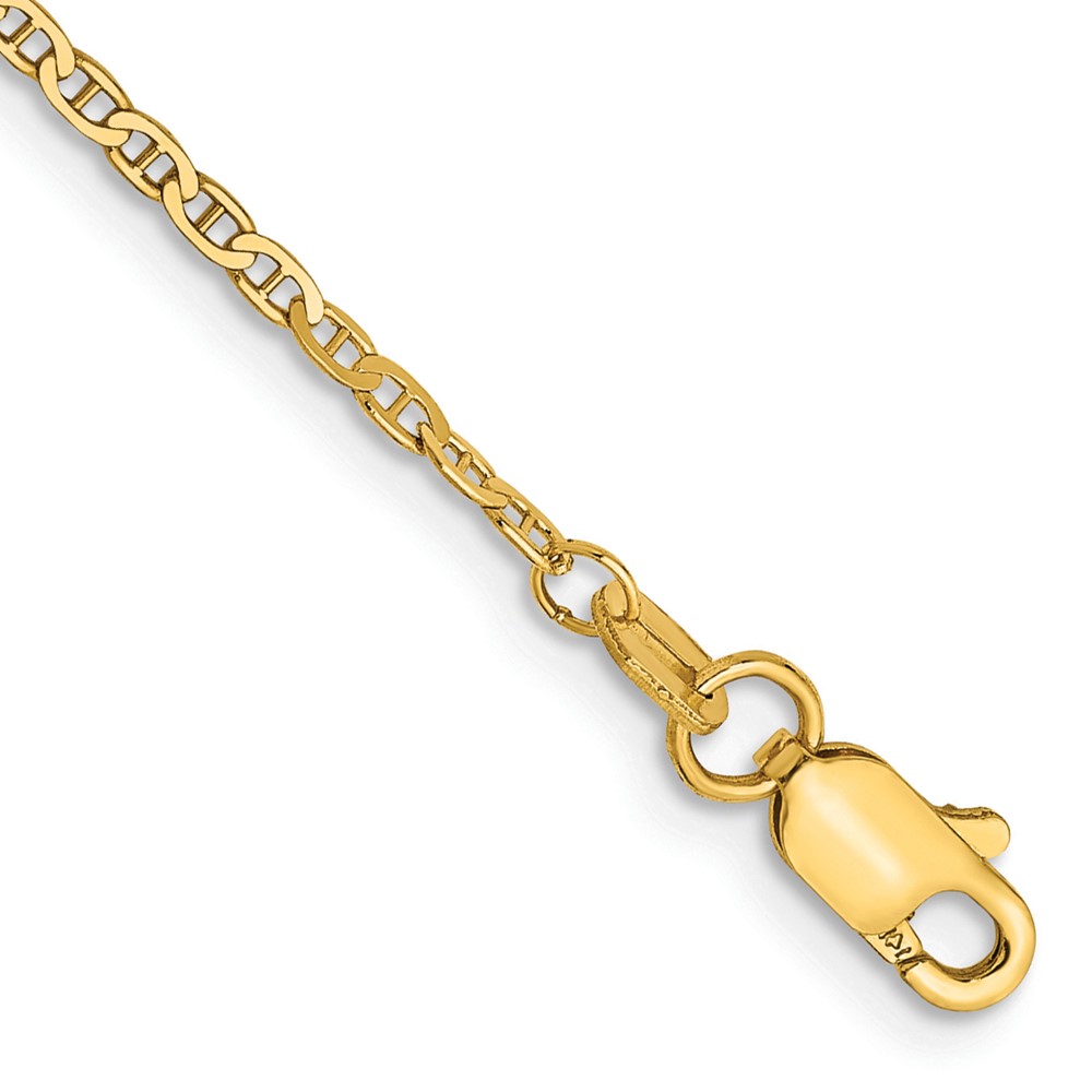 14K 9 inch 1.5mm Lightweight Flat Anchor Link with Lobster Clasp Anklet (PEN50-9)