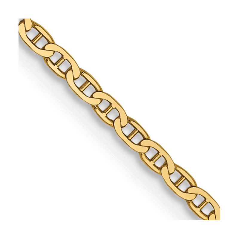 14K 14 inch 1.5mm Lightweight Flat Anchor Link with Lobster Clasp Pendant Chain