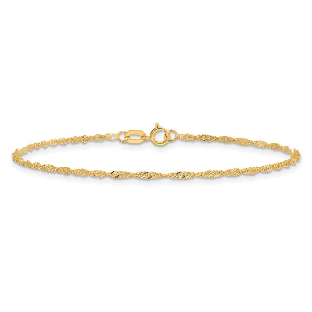 14K 10 inch 1.40mm Singapore with Spring Ring Clasp Anklet (PEN52-10)