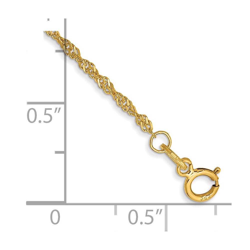 14K 10 inch 1.40mm Singapore with Spring Ring Clasp Anklet (PEN52-10)