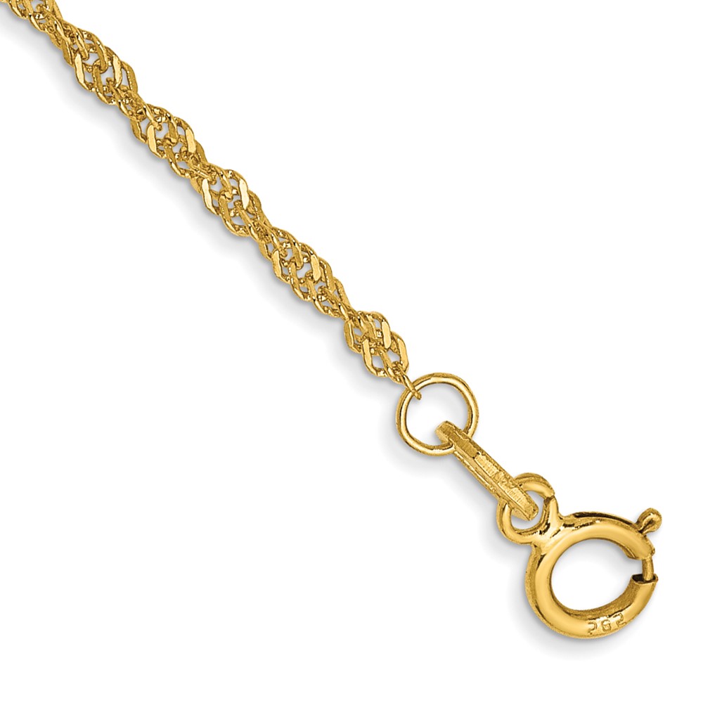 14K 10 inch 1.40mm Singapore with Spring Ring Clasp Anklet (PEN52-10)