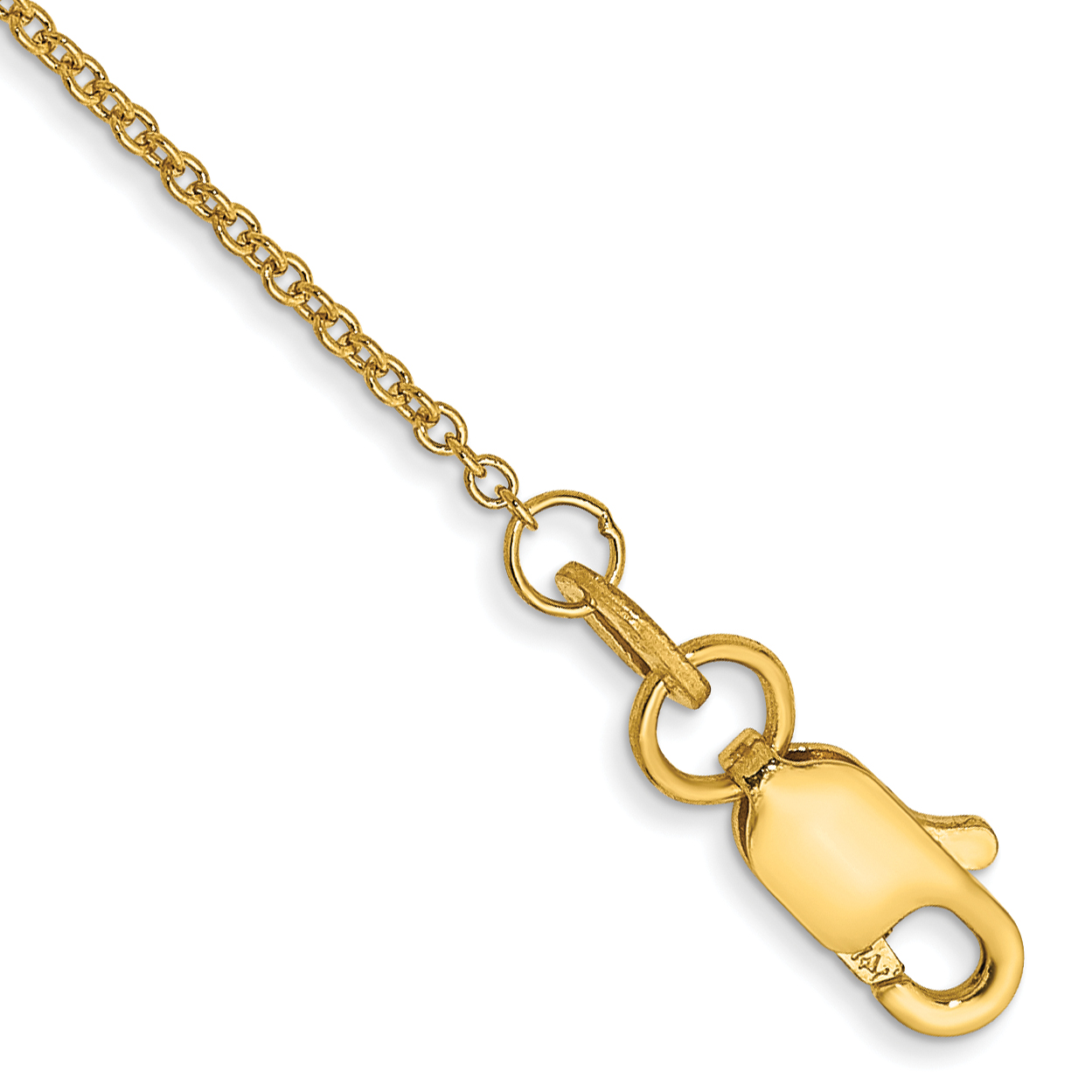 14K 10 inch 1mm Round Open Link Cable with Lobster Clasp Anklet (PEN53-10)