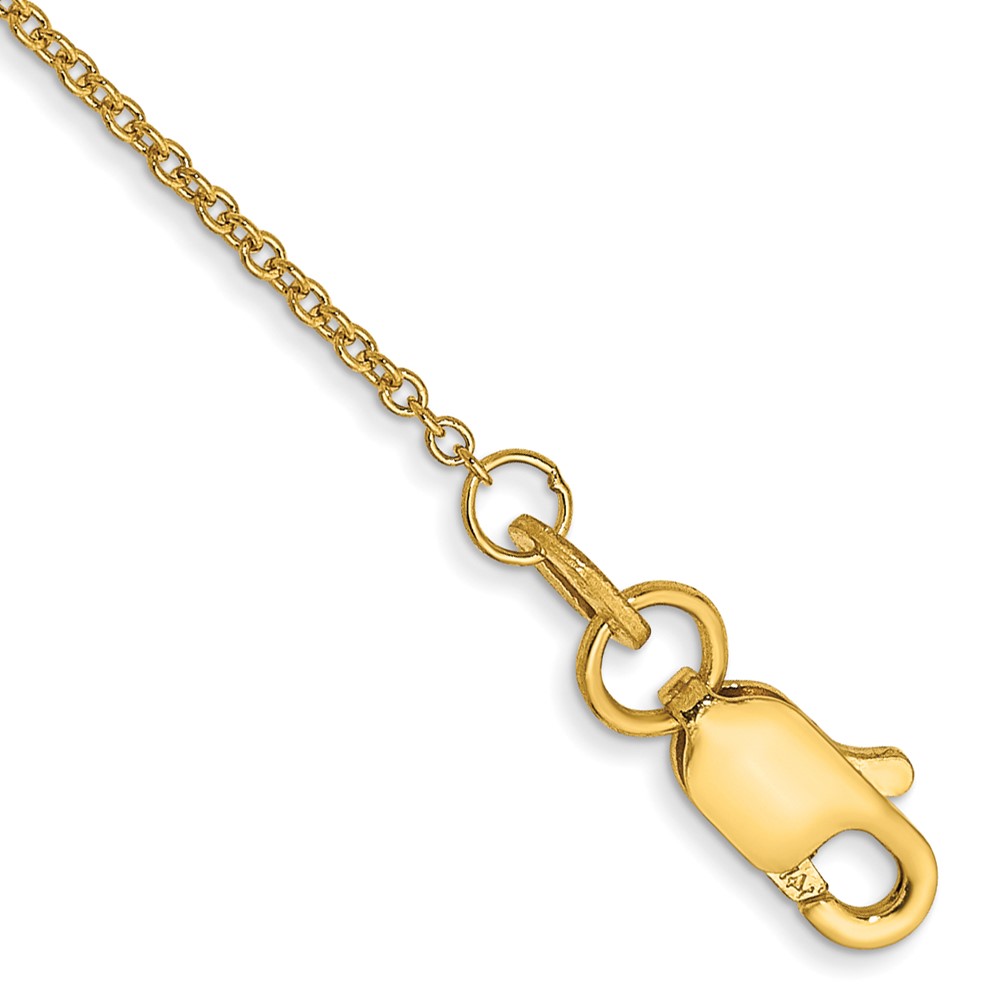 14K 10 inch 1mm Round Open Link Cable with Lobster Clasp Anklet (PEN53-10)