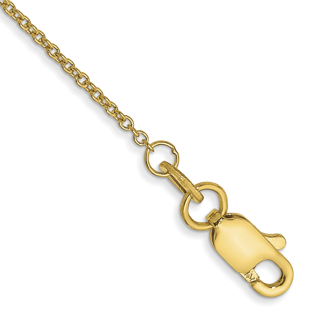 14K 9 inch 1mm Round Open Link Cable with Lobster Clasp Anklet (PEN53-9)