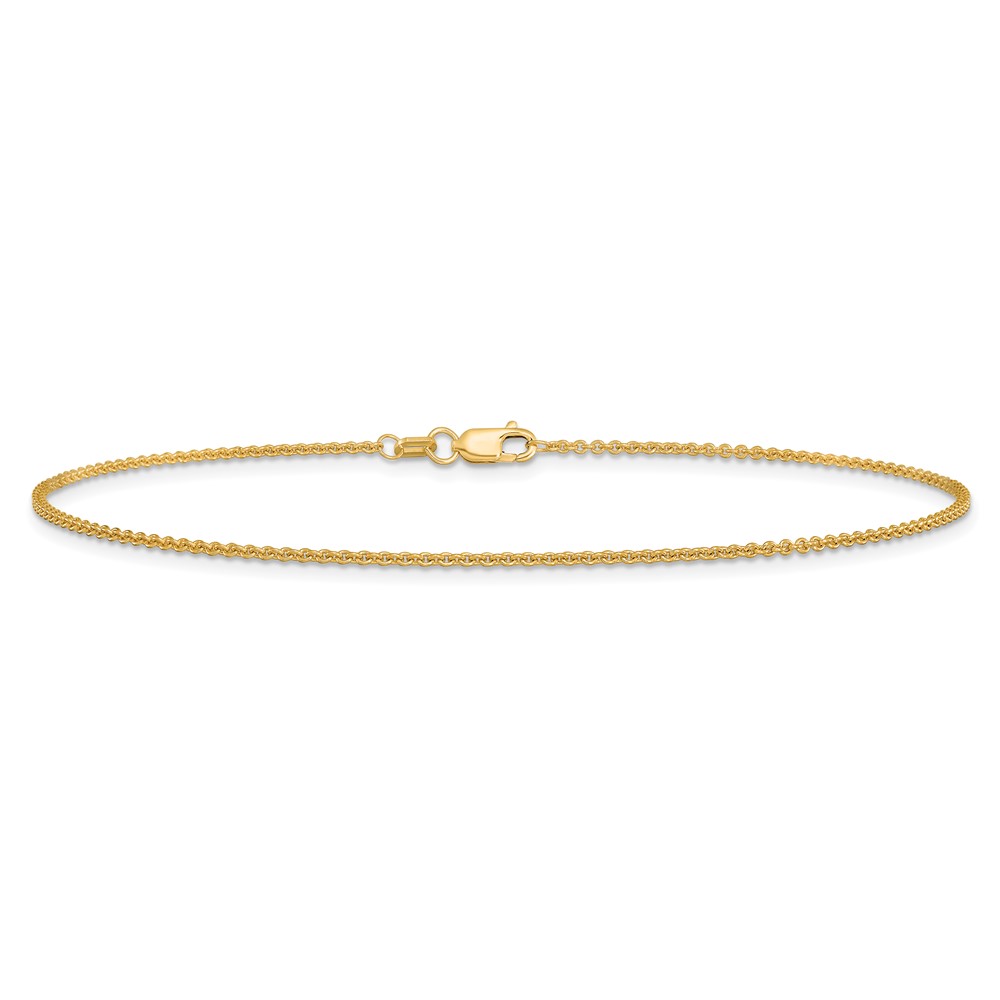 14K 10 inch 1.4mm Round Open Link Cable with Lobster Clasp Anklet (PEN54-10)
