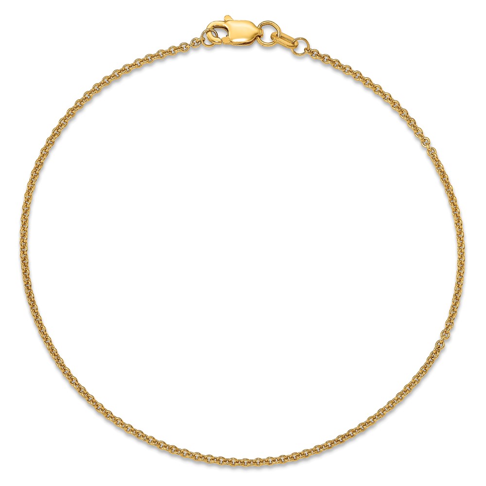 14K 9 inch 1.4mm Round Open Link Cable with Lobster Clasp Anklet (PEN54-9)