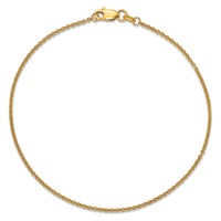 14K 1.4mm Yellow Gold Round Open Link Cable Anklet with Lobster Clasp, 9" view 2