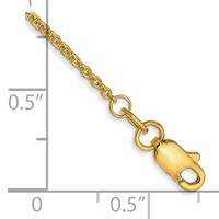 14K 1.4mm Yellow Gold Round Open Link Cable Anklet with Lobster Clasp, 9" view 3