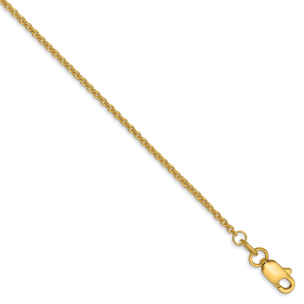 14K 10 inch 1.4mm Round Open Link Cable with Lobster Clasp Anklet (PEN54-10)