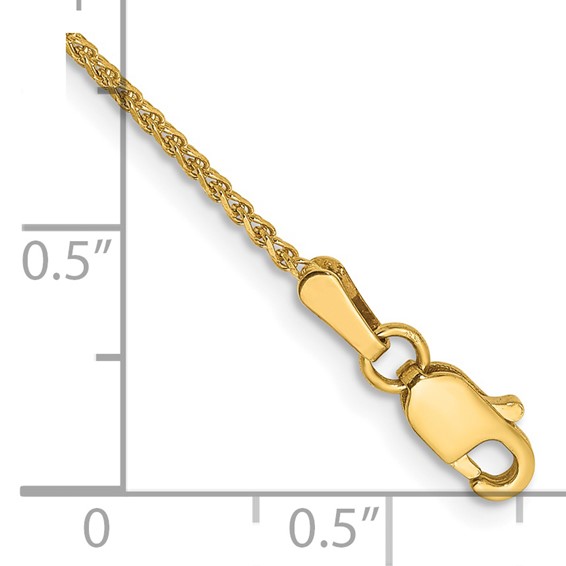 14K 1.25mm Diamond-cut Spiga with Lobster Clasp Chain (per inch)