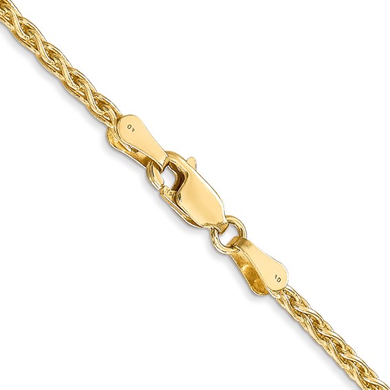14k 2.25mm Parisian Wheat with Lobster Clasp Chain (per inch)