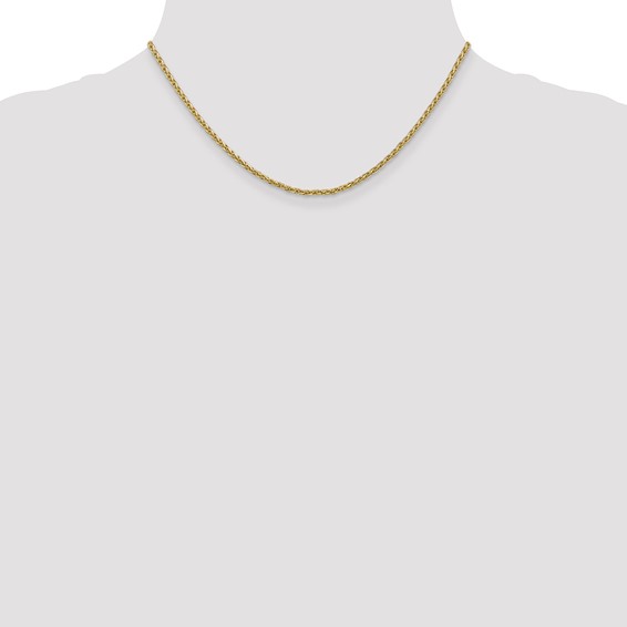 14k 2.25mm Parisian Wheat with Lobster Clasp Chain (per inch)