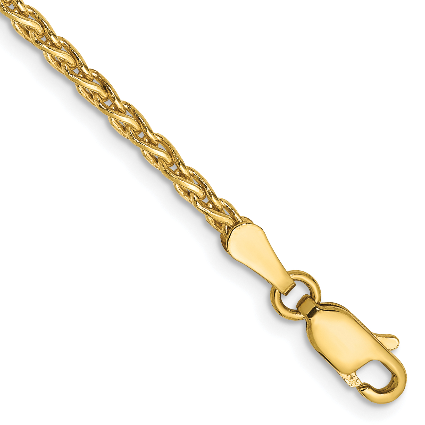 14k 7 inch 2.25mm Parisian Wheat with Lobster Clasp Bracelet (PEN66-7)