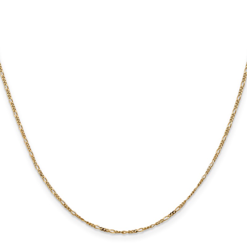14K 22 inch 1.25mm Flat Figaro with Spring Pendant Ring Pendant Chain