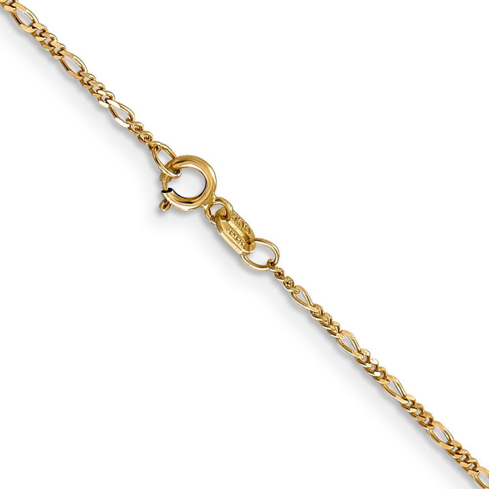 14K 13 inch 1.25mm Flat Figaro with Spring Pendant Ring Pendant Chain (PEN7-13)