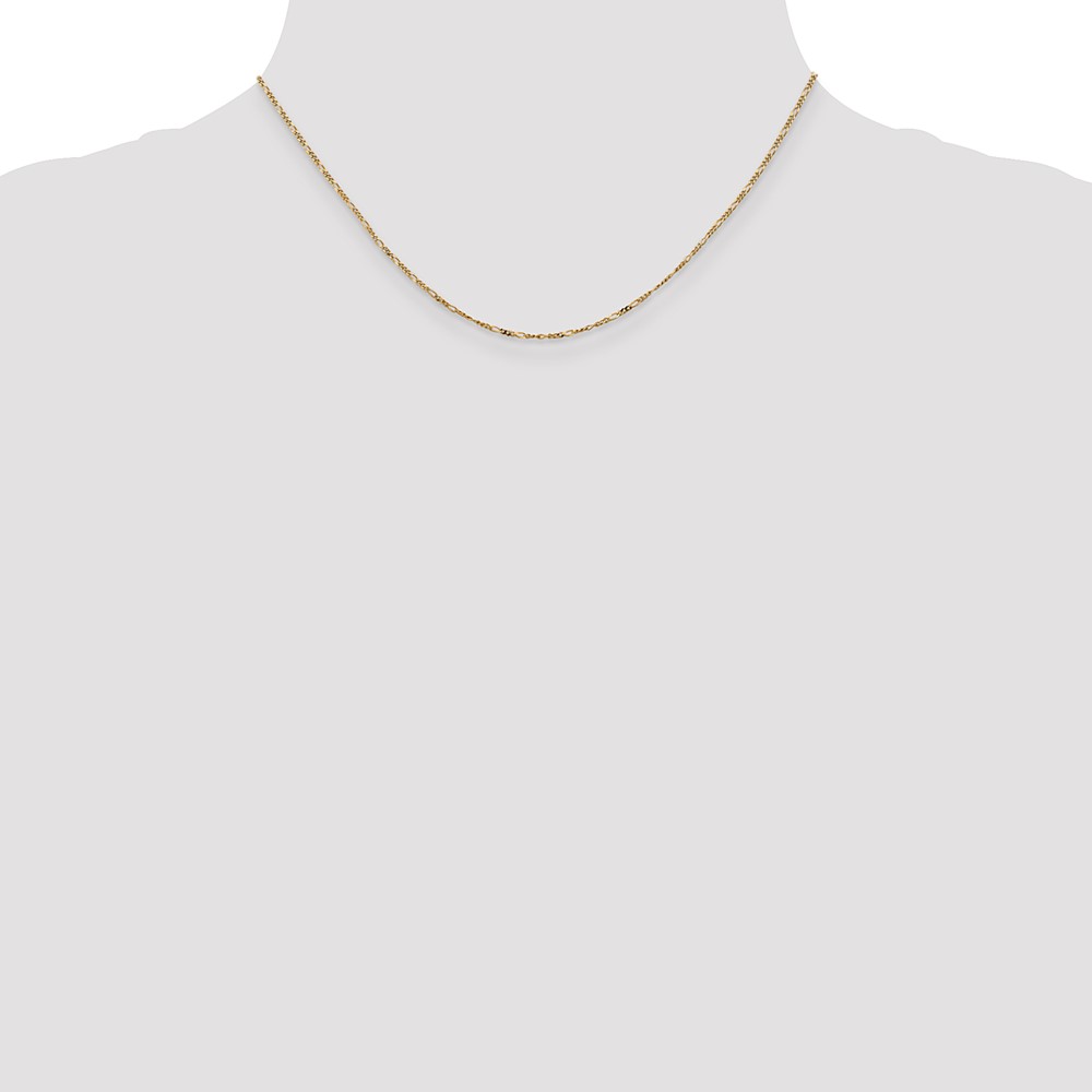 14K 16 inch 1.25mm Flat Figaro with Spring Pendant Ring Pendant Chain (PEN7-16)
