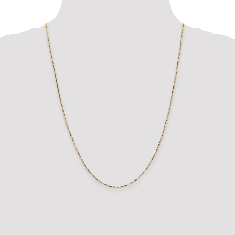 14K 24 inch 1.25mm Flat Figaro with Spring Pendant Ring Pendant Chain (PEN7-24)