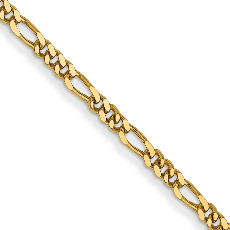 14K 13 inch 1.25mm Flat Figaro with Spring Pendant Ring Pendant Chain (PEN7-13)