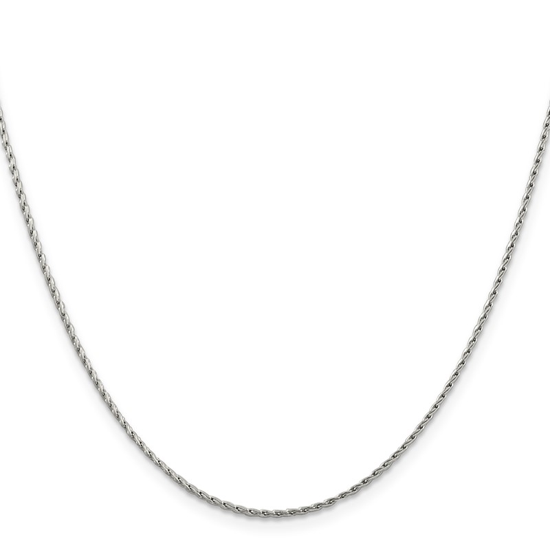 14K White Gold 16 inch 1.25mm Round Parisian Wheat with Lobster Clasp Chain