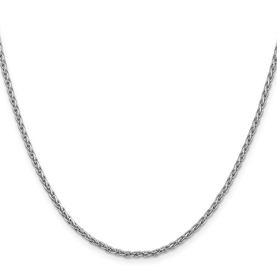 14K White Gold 2.25mm Parisian Wheat with Lobster Clasp Chain (per inch)