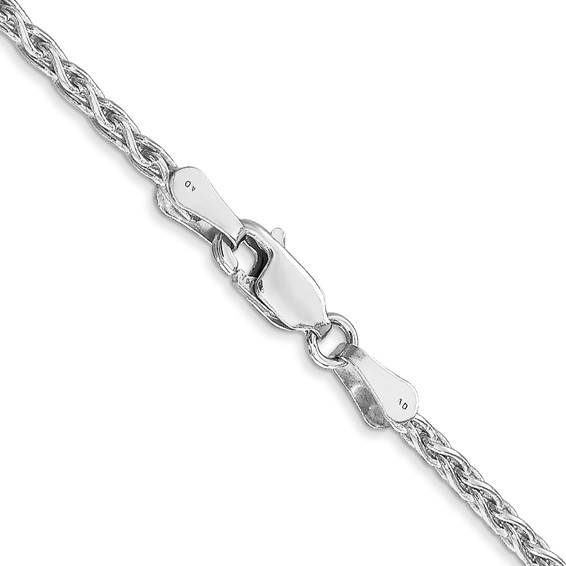 14K White Gold 2.25mm Parisian Wheat with Lobster Clasp Chain (per inch)