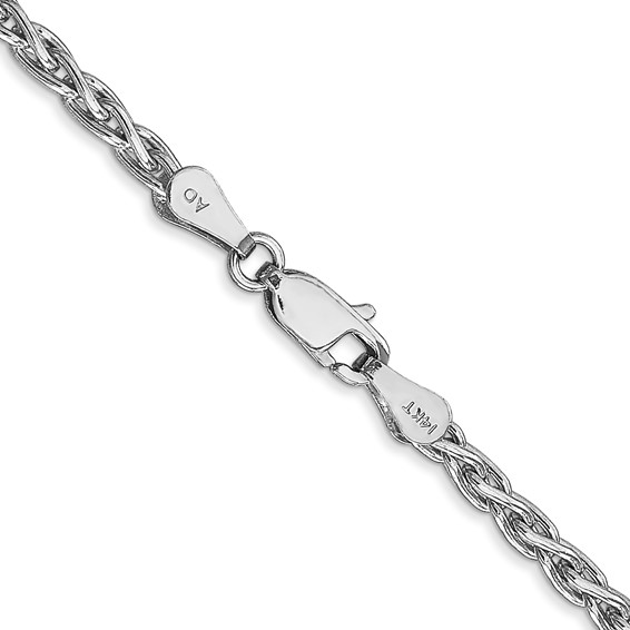 14K White Gold 4mm Parisian Wheat with Lobster Clasp Chain (per inch)