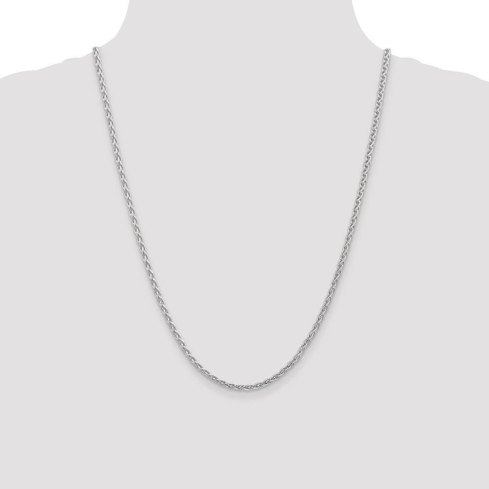 14K White Gold 24 inch 4mm Parisian Wheat with Lobster Clasp Chain (PEN73-24)