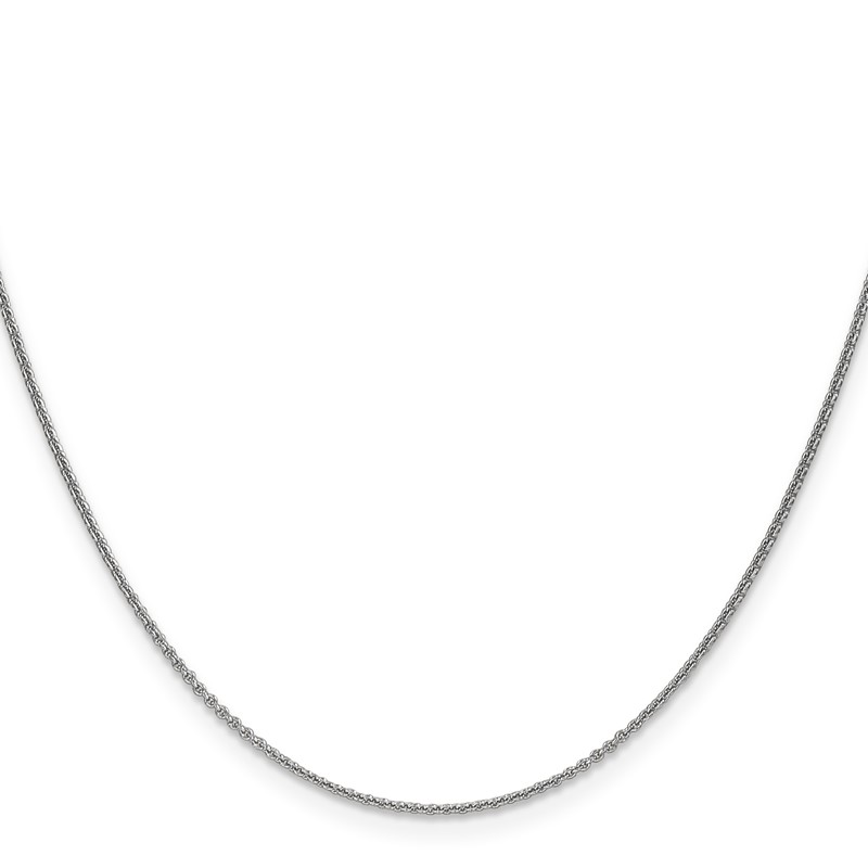 14K White Gold 26 inch 1mm Round Open Link Cable with Lobster Clasp Chain