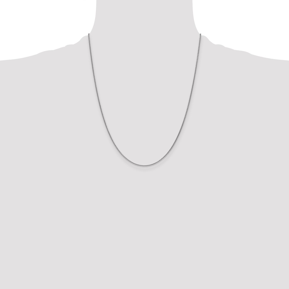 14K White Gold 22 inch 1mm Round Open Link Cable with Lobster Clasp Chain (PEN74-22)