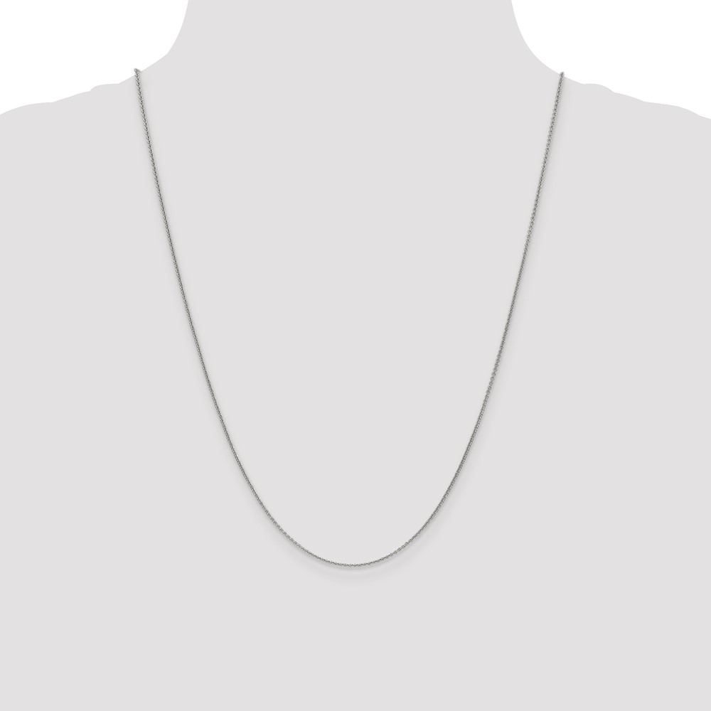 14K White Gold 24 inch 1mm Round Open Link Cable with Lobster Clasp Chain (PEN74-24)