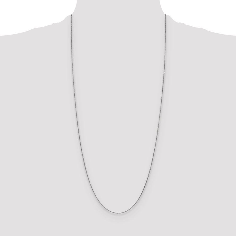 14K White Gold 30 inch 1mm Round Open Link Cable with Lobster Clasp Chain (PEN74-30)