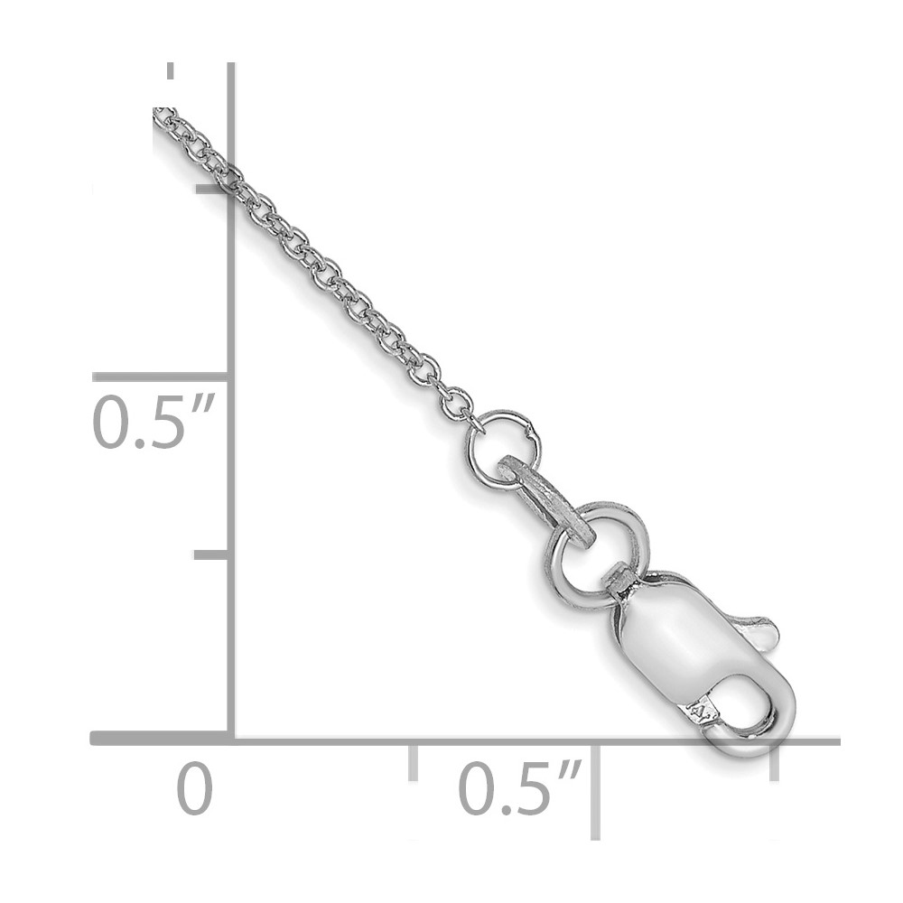 14K White Gold 10 inch 1mm Round Open Link Cable with Lobster Clasp Anklet (PEN74-10)