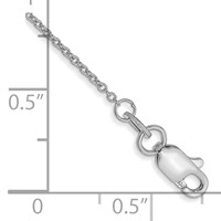 14K White Gold 1mm Round Open Link Cable Anklet with Lobster Clasp - 9in view 2