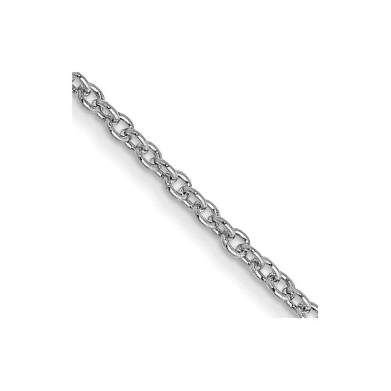 14K White Gold 26 inch 1mm Round Open Link Cable with Lobster Clasp Chain