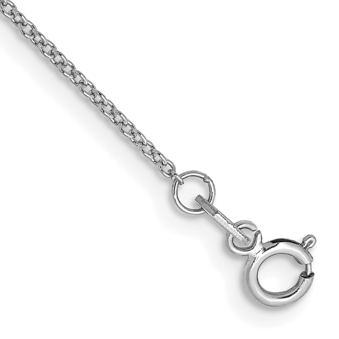14K White Gold 10 inch .9mm Cable with Spring Ring Clasp Anklet (PEN75-10)