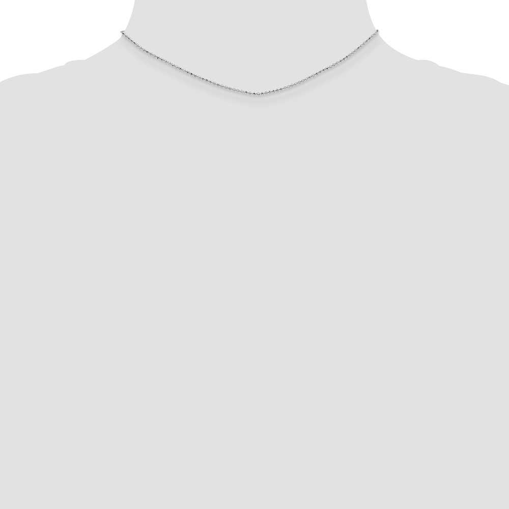 14K White Gold 14 inch 1.2mm Diamond-cut Beaded with Lobter Clasp Pendant Chain (PEN79-14)