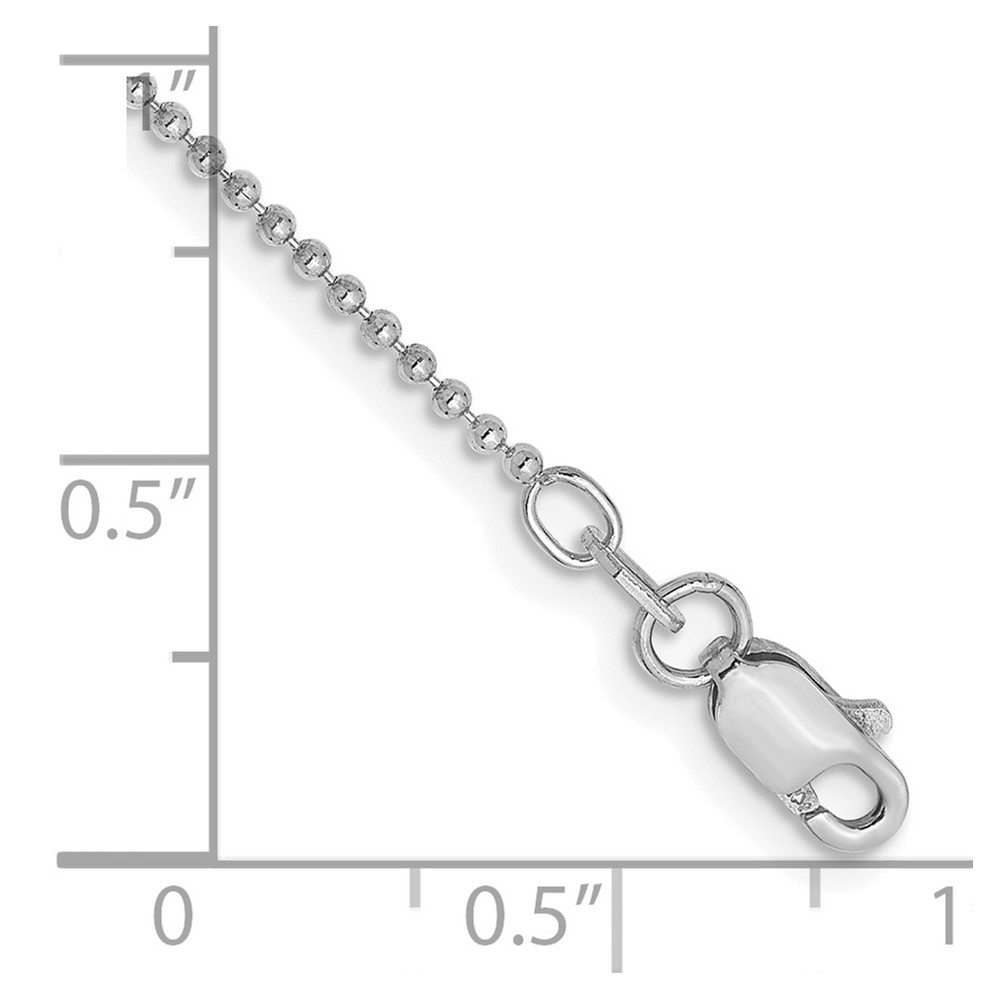 14K White Gold 9 inch 1.2mm Diamond-cut Beaded with Lobter Clasp Anklet (PEN79-9)
