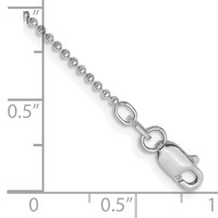 14K White Gold 1.2mm Diamond-cut Beaded Anklet with Lobter Clasp, 9" view 2