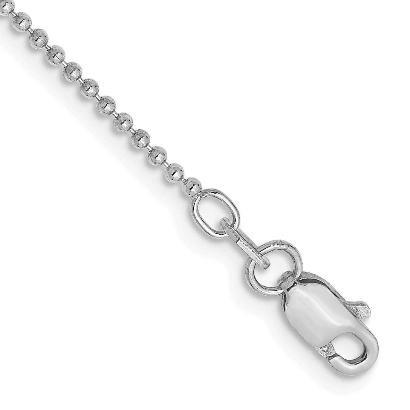 14K White Gold 9 inch 1.2mm Diamond-cut Beaded with Lobter Clasp Anklet (PEN79-9)