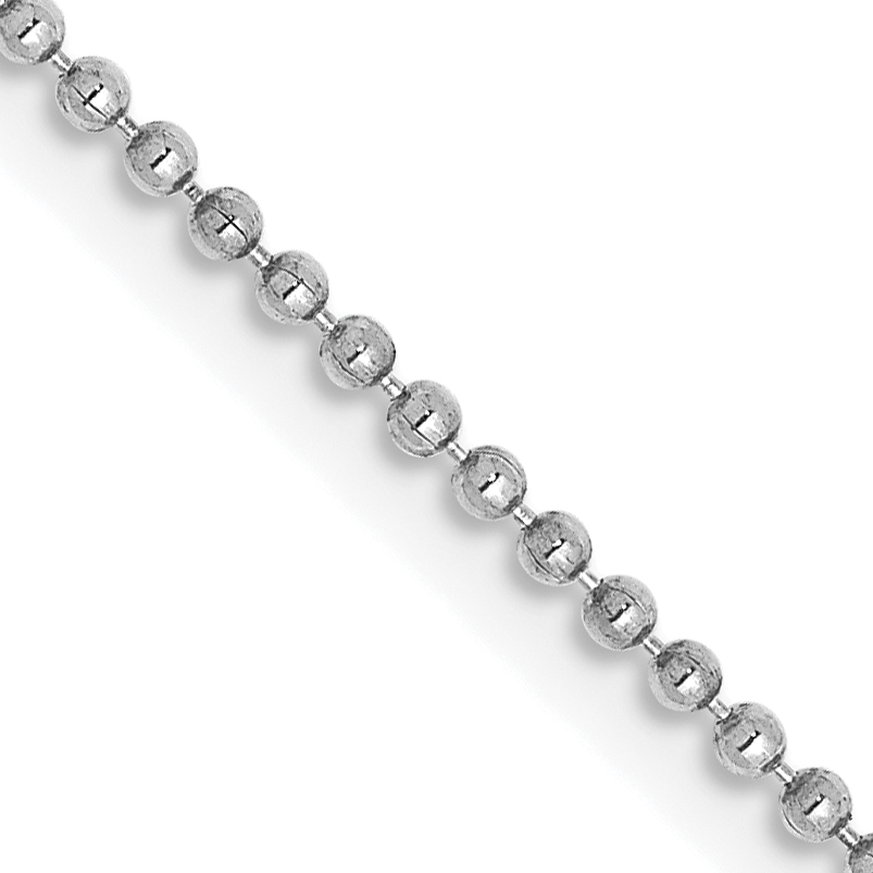 14K White Gold 14 inch 1.2mm Diamond-cut Beaded with Lobter Clasp Pendant Chain (PEN79-14)