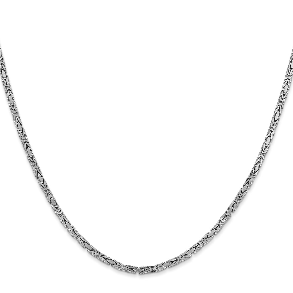 14K White Gold 24 inch 2mm Byzantine with Lobster Clasp Chain (PEN84-24)