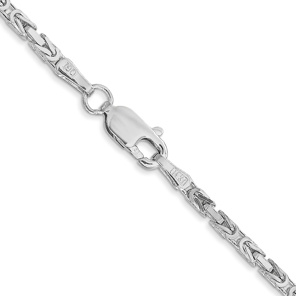 14K White Gold 24 inch 2mm Byzantine with Lobster Clasp Chain (PEN84-24)