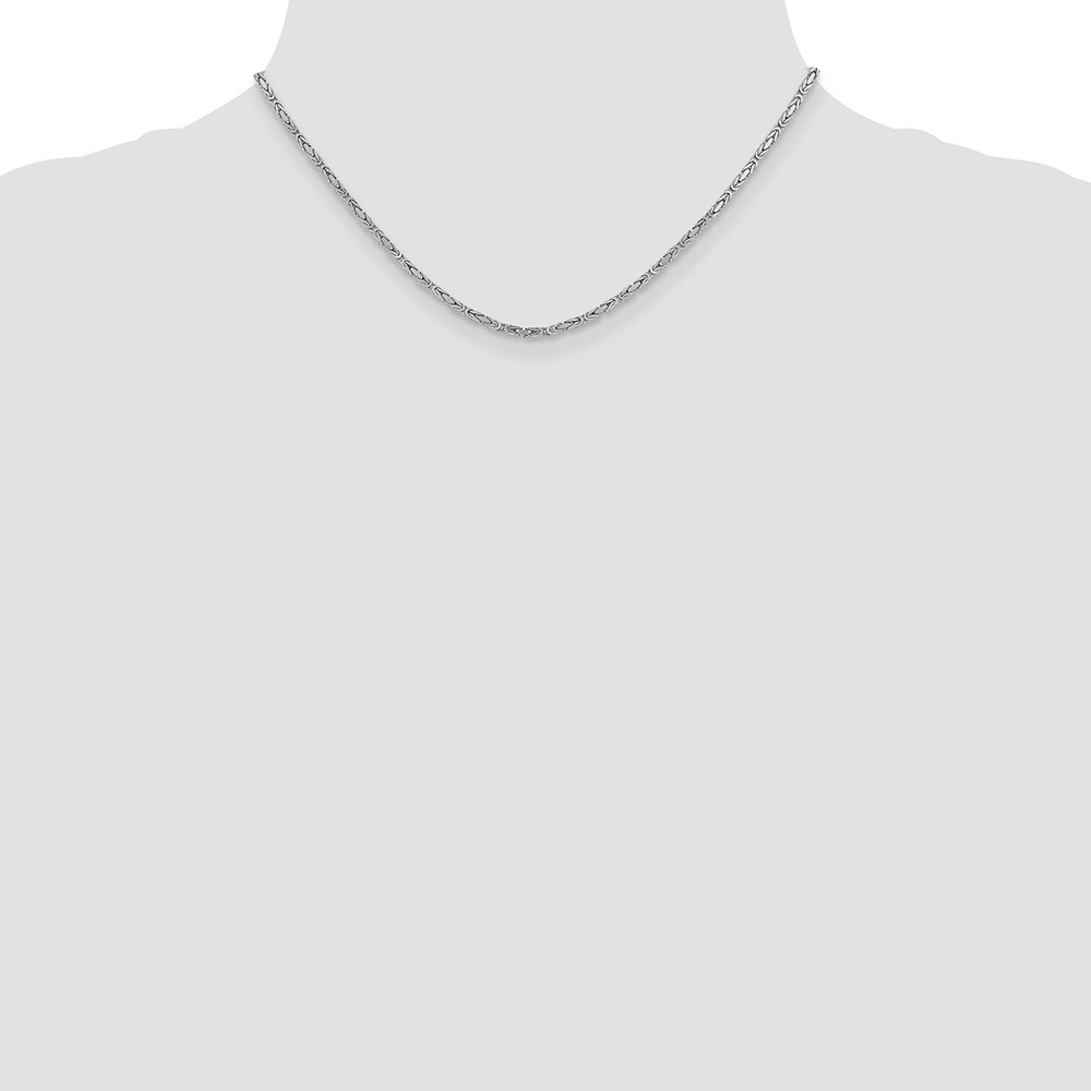 14K White Gold 16 inch 2mm Byzantine with Lobster Clasp Chain (PEN84-16)