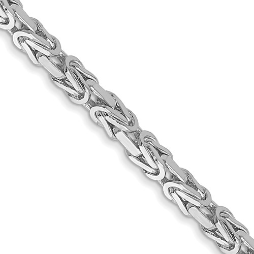 14K White Gold 2mm Byzantine Chain with Lobster Clasp, 16"
